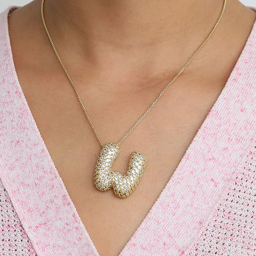 Skanto | Chunky Bubble Diamond Dazzle Initial Halskjeder
