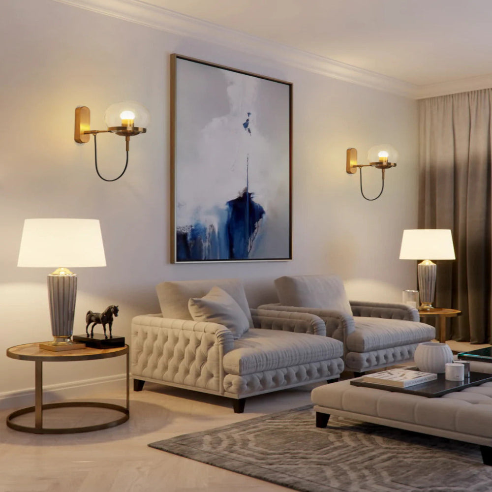 Chic Design Vegglampe med Glasskuppel | Skanto