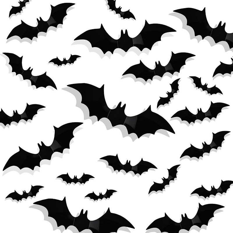 Skanto | 3D Flagermus Veggdekorasjoner – Halloween Dekorasjon Sett for Vegger & Fester