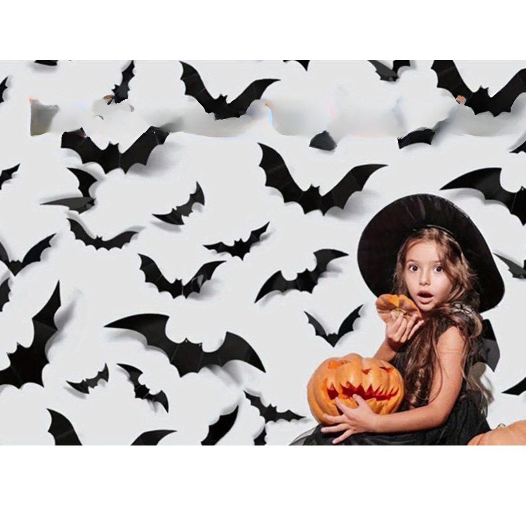 Skanto | 3D Flagermus Veggdekorasjoner – Halloween Dekorasjon Sett for Vegger & Fester