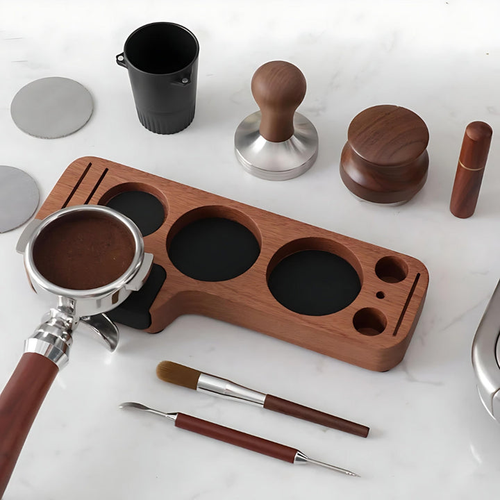 Skanto | Valnøtt Espresso Tamper Stasjon Kaffe Bar Stativ
