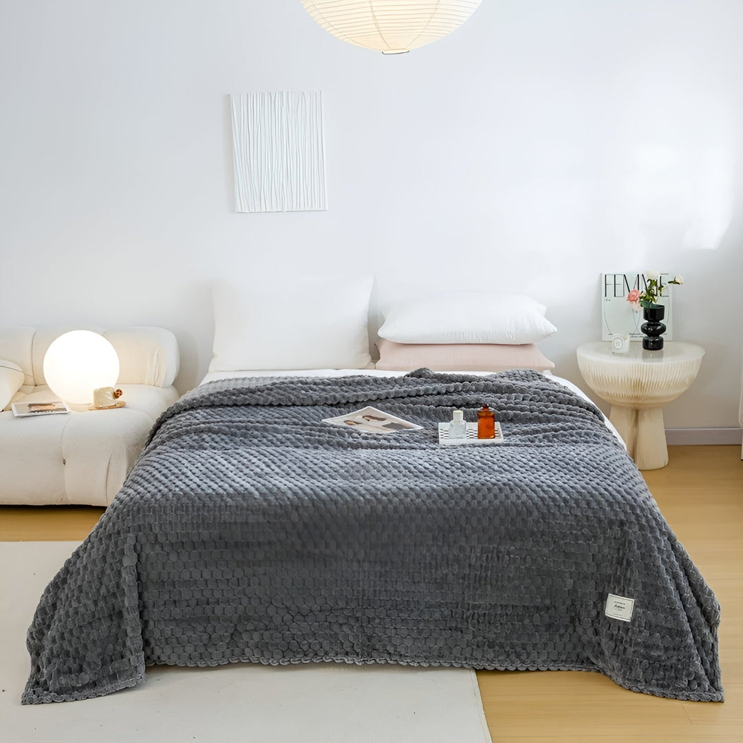 Skanto | Koselig Teppe Nordhavn | Supermyk & Varmeisolerende | Enkel Pleie | Mikrofiber Grå