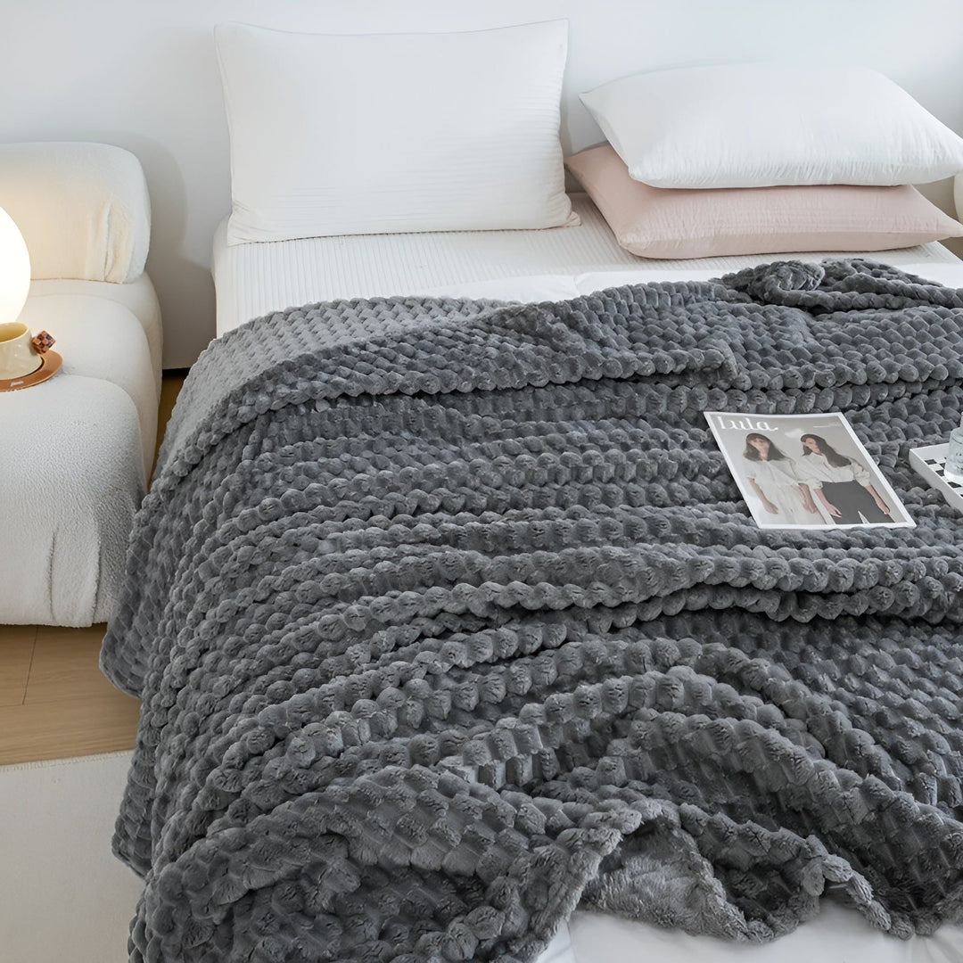 Skanto | Koselig Teppe Nordhavn | Supermyk & Varmeisolerende | Enkel Pleie | Mikrofiber Grå