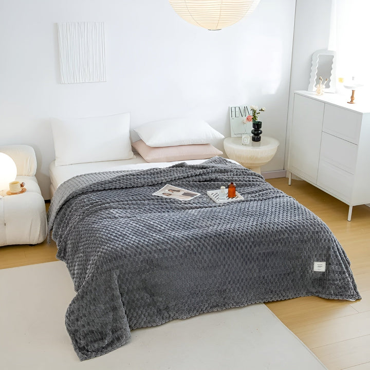 Skanto | Koselig Teppe Nordhavn | Supermyk & Varmeisolerende | Enkel Pleie | Mikrofiber Grå