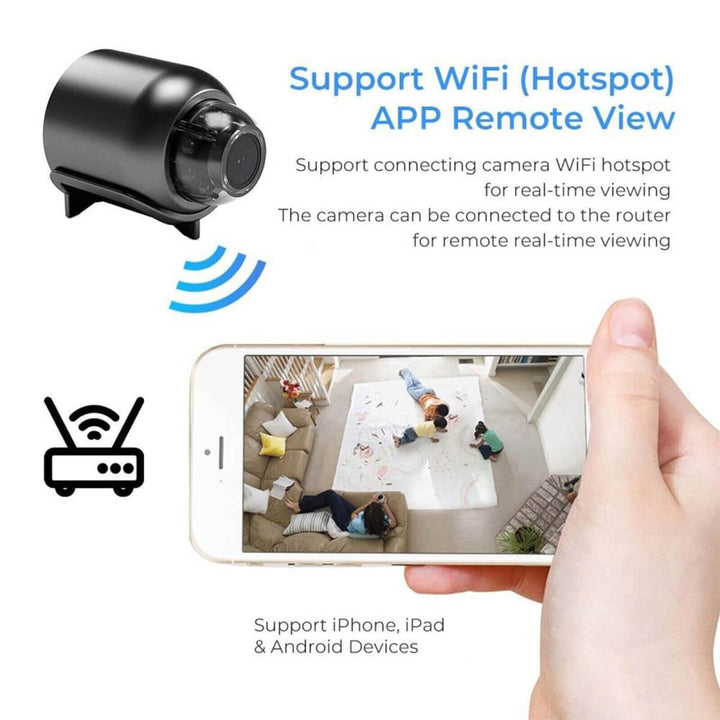 Skanto | Vanntett HD Mini Kamera Med Nattmodus og Vidvinkelobjektiv IP WiFi 1080P HD 160° Vidvinkel