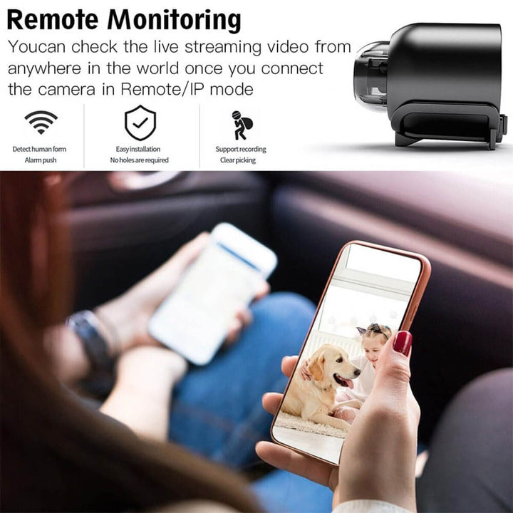 Skanto | Vanntett HD Mini Kamera Med Nattmodus og Vidvinkelobjektiv IP WiFi 1080P HD 160° Vidvinkel