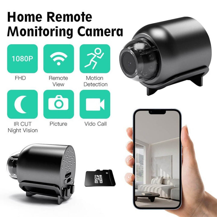 Skanto | Vanntett HD Mini Kamera Med Nattmodus og Vidvinkelobjektiv IP WiFi 1080P HD 160° Vidvinkel