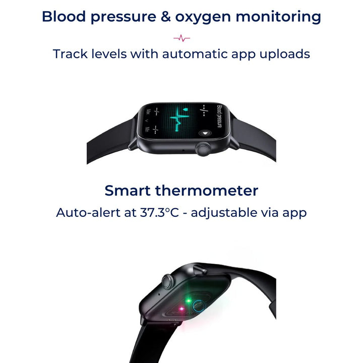 WellnessPro Helse Smartklokke | Sporer Hjertefrekvens - Blodtrykksmåling - Søvnaktivitetsmåling Skanto