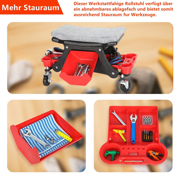 Workshop stool rullestol med lagringsboks | Skanto