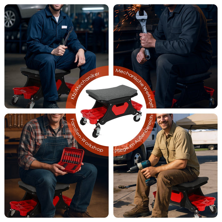 Workshop stool rullestol med lagringsboks | Skanto