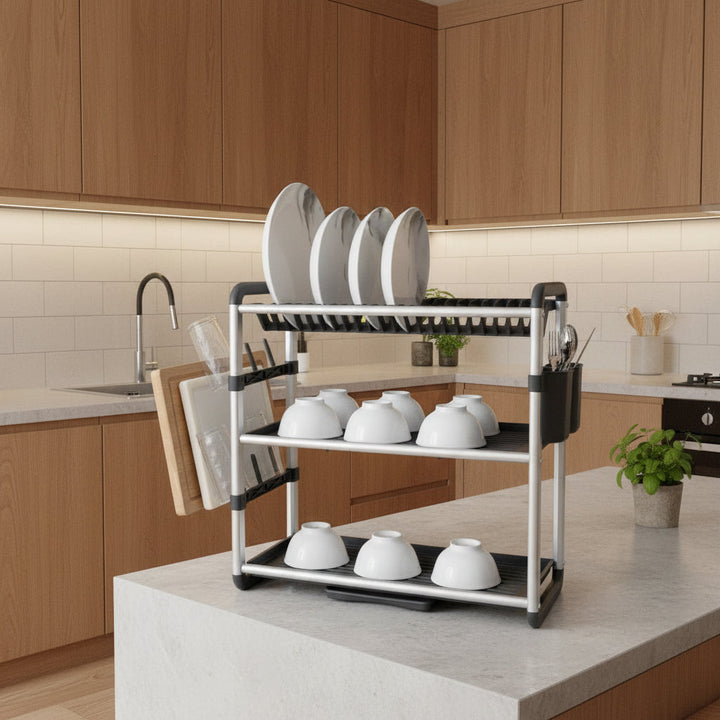 3-tier tallerken tørker laget av aluminium | Skanto
