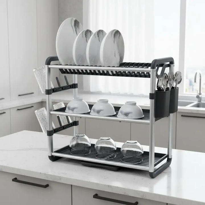 3-tier tallerken tørker laget av aluminium | Skanto