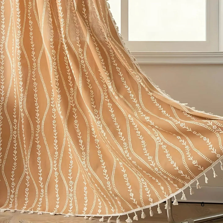 Skanto | Weat mønster beige frynse gardin