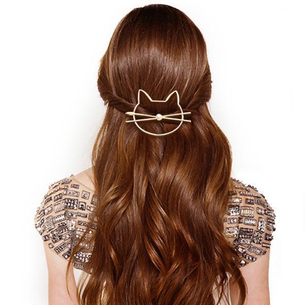Whiskered Cat Pearl Hair Clip | Skanto