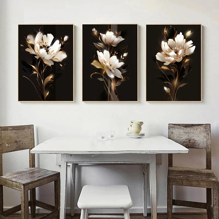 Hvit blomsterblad veggkunst Fin kunstlerrettrykk Moderne botanikk Blomsterbilder For stue Soverom Hotellrom Kunstdekor | Skanto