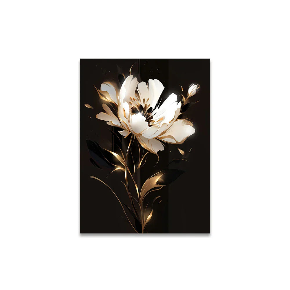 Hvit blomsterblad veggkunst Fin kunstlerrettrykk Moderne botanikk Blomsterbilder For stue Soverom Hotellrom Kunstdekor | Skanto