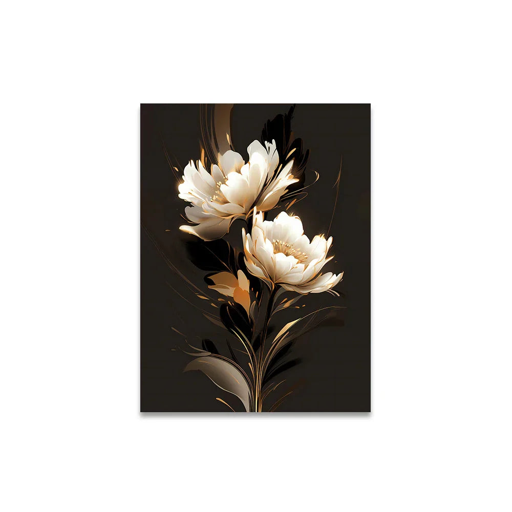 Hvit blomsterblad veggkunst Fin kunstlerrettrykk Moderne botanikk Blomsterbilder For stue Soverom Hotellrom Kunstdekor | Skanto