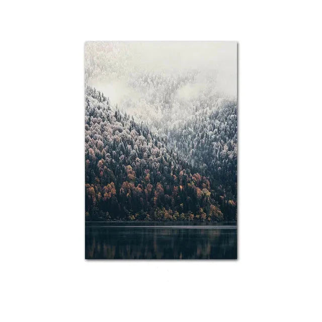 Villnatur Landskap Fjellinnsjø Skog Veggkunst Fine Art Lerretsutskrifter Bilder av Ro for Stue Spisestue Kunst Dekor | Skanto