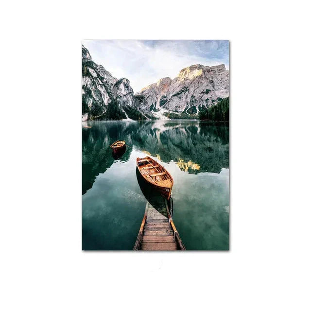 Villnatur Landskap Fjellinnsjø Skog Veggkunst Fine Art Lerretsutskrifter Bilder av Ro for Stue Spisestue Kunst Dekor | Skanto