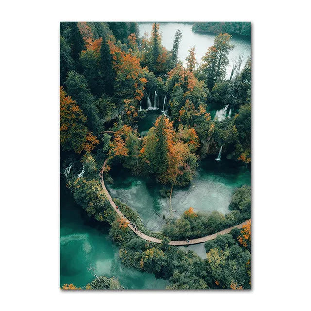 Villnatur Landskap Fjellinnsjø Skog Veggkunst Fine Art Lerretsutskrifter Bilder av Ro for Stue Spisestue Kunst Dekor | Skanto