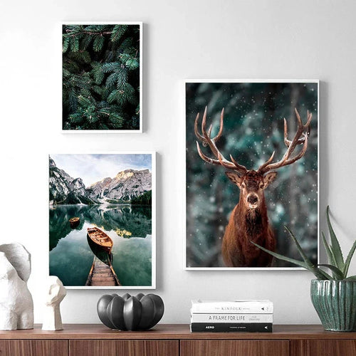 Villnatur Landskap Fjellinnsjø Skog Veggkunst Fine Art Lerretsutskrifter Bilder av Ro for Stue Spisestue Kunst Dekor | Skanto