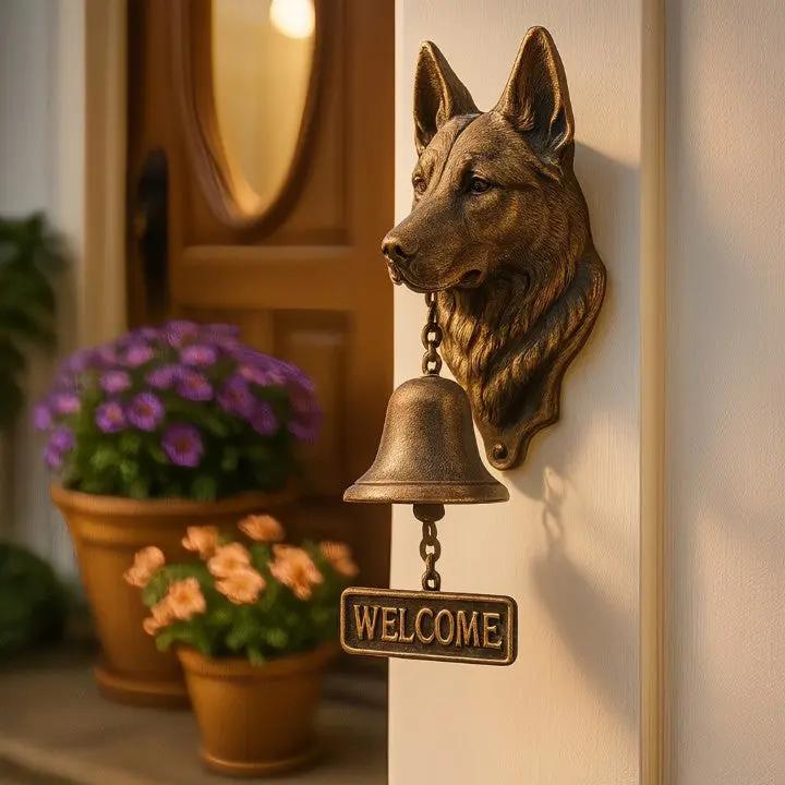 Skanto | Velkommen Bell HerderKlank – Håndlaget Støpejern Dørklokke med Hund