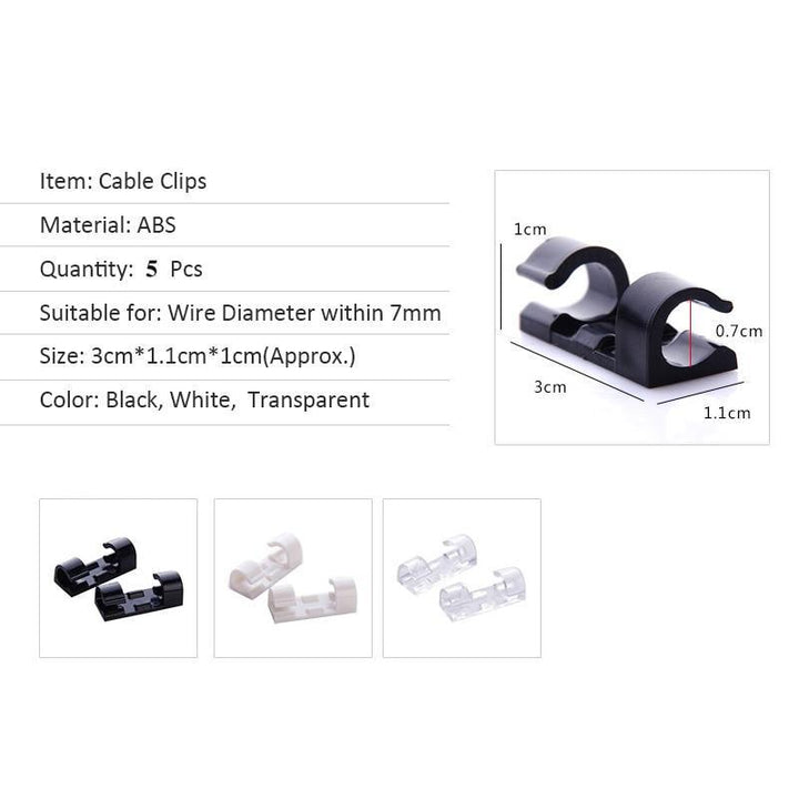 Skanto | IcoolGadgets Wire Cable Clips Organizer Desktop & Workstation Clips Cord Management Holder USB Charging Data Line Cable Winder