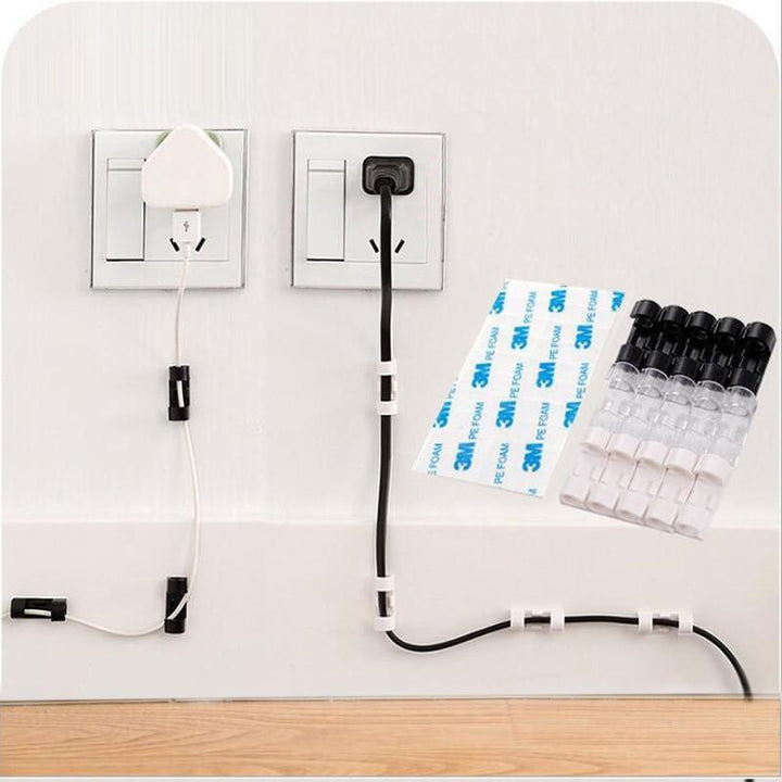 Skanto | IcoolGadgets Wire Cable Clips Organizer Desktop & Workstation Clips Cord Management Holder USB Charging Data Line Cable Winder