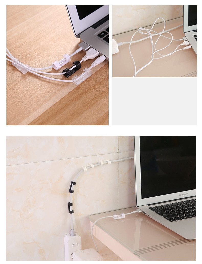 Skanto | IcoolGadgets Wire Cable Clips Organizer Desktop & Workstation Clips Cord Management Holder USB Charging Data Line Cable Winder