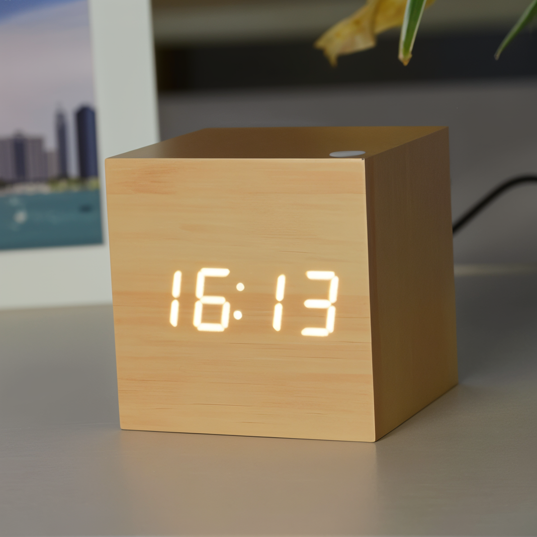 Skanto | Elegant Digital LED Klokke i Tre