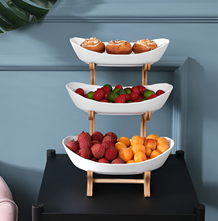 Skanto | Tre nivå fruktskål – Moderne flerlagd snacks- og fruktutstillingsstativ