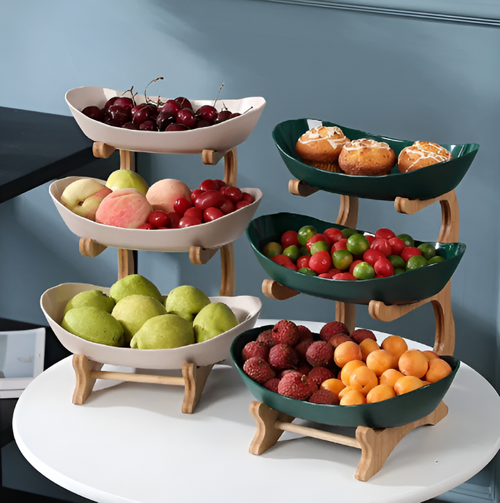 Skanto | Tre nivå fruktskål – Moderne flerlagd snacks- og fruktutstillingsstativ