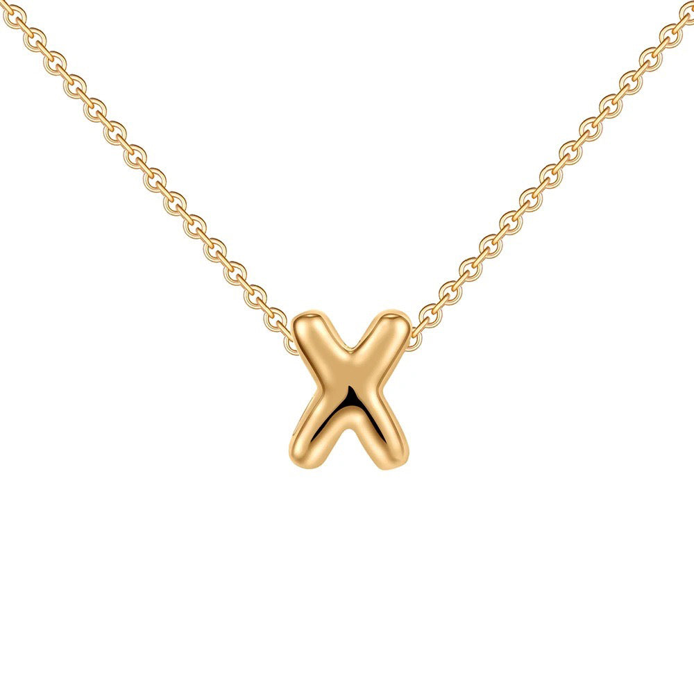 Skanto | Dainty Bubble Letter Initial Necklace