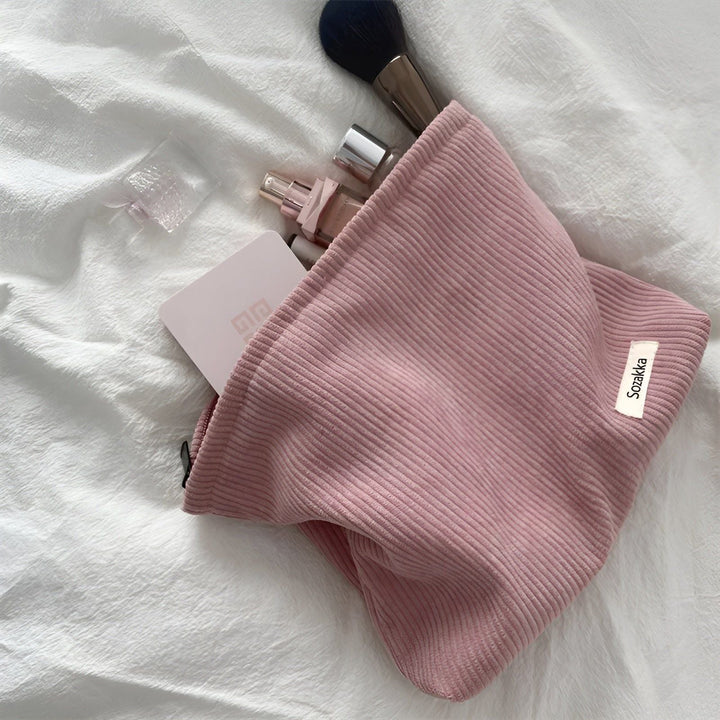 CorduroyGlam Bag - Cord Romslig Organiseringsveske for Kosmetikk | Skanto