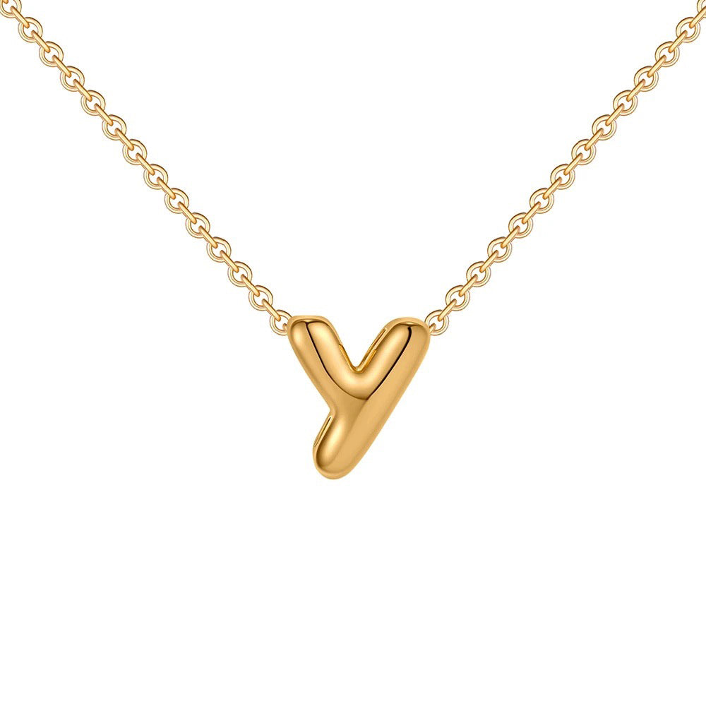 Skanto | Dainty Bubble Letter Initial Necklace
