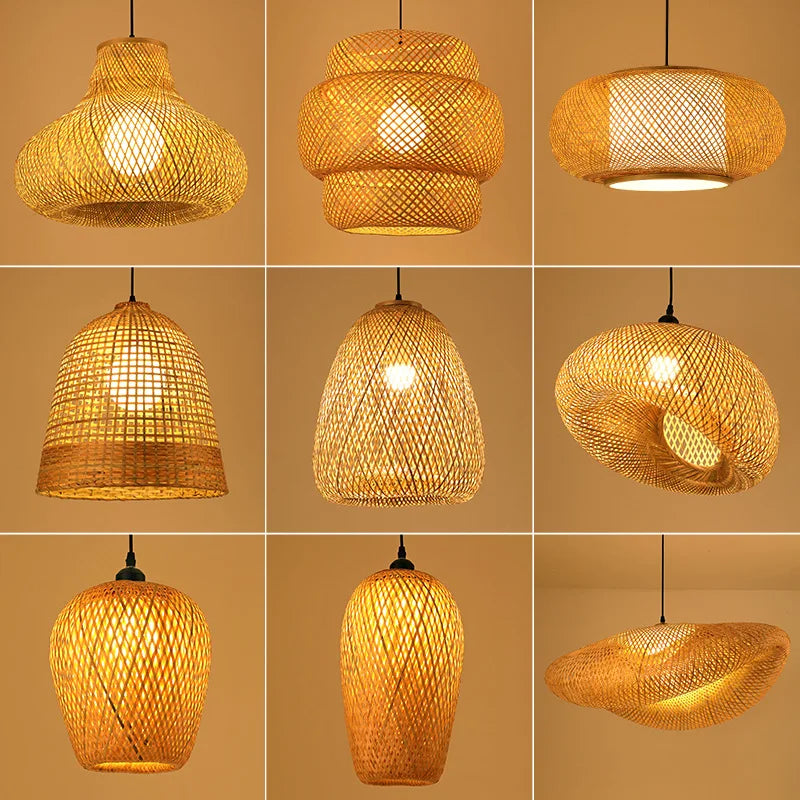 Håndlaget rattan hengende lampe | Naturlig lys for stue og spisestue | Koselig boho-stil