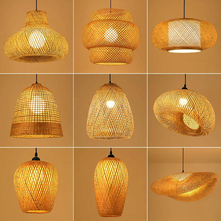 Håndlaget rattan hengende lampe | Naturlig lys for stue og spisestue | Koselig boho-stil