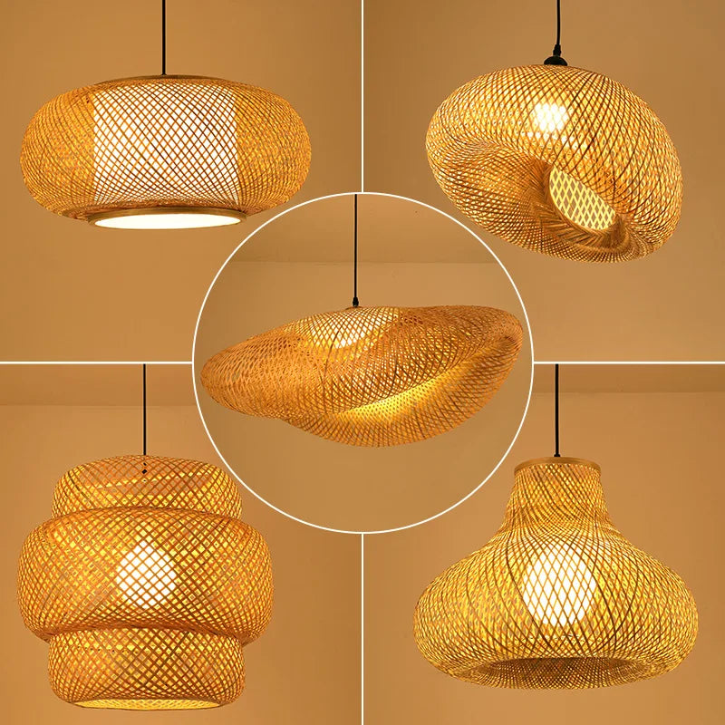 Håndlaget rattan hengende lampe | Naturlig lys for stue og spisestue | Koselig boho-stil