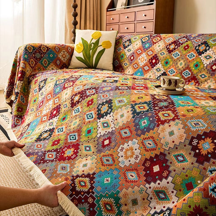 Skanto | Zahara Geometrisk Tribal Kilim Sofatrekk