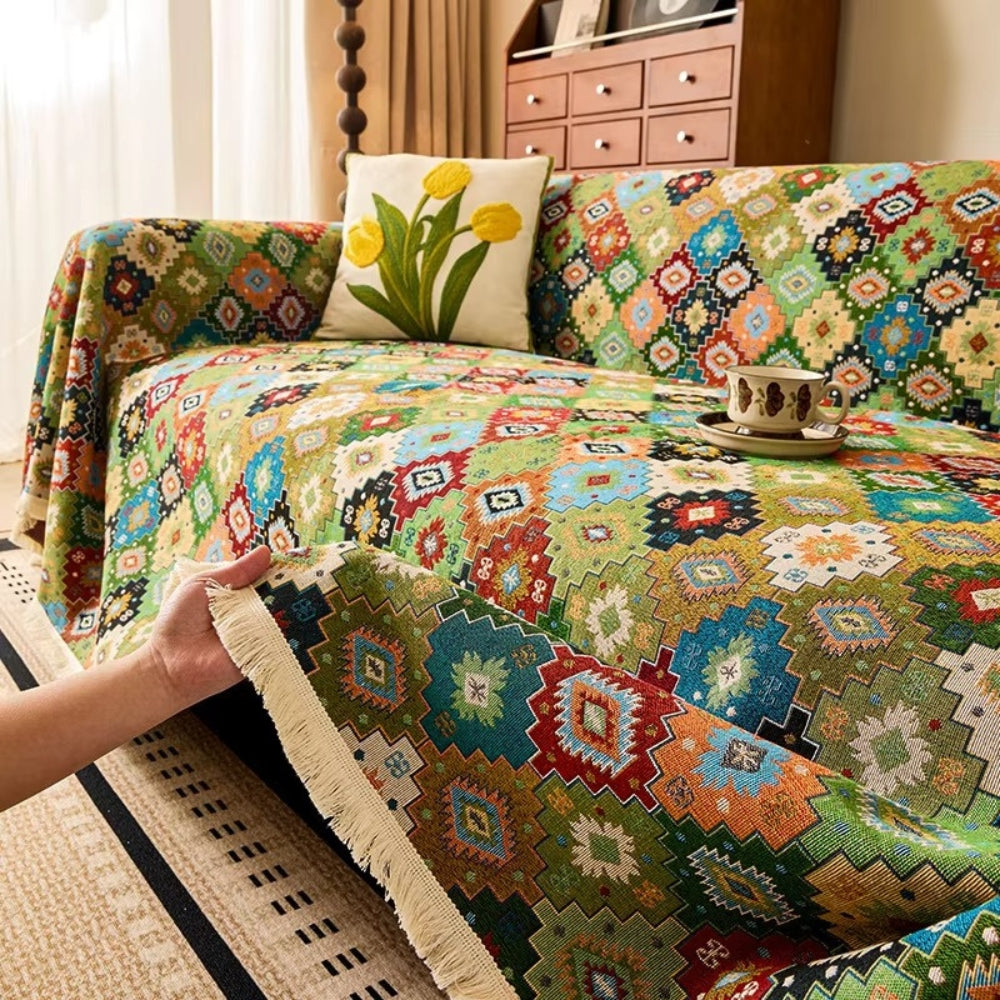 Skanto | Zahara Geometrisk Tribal Kilim Sofatrekk