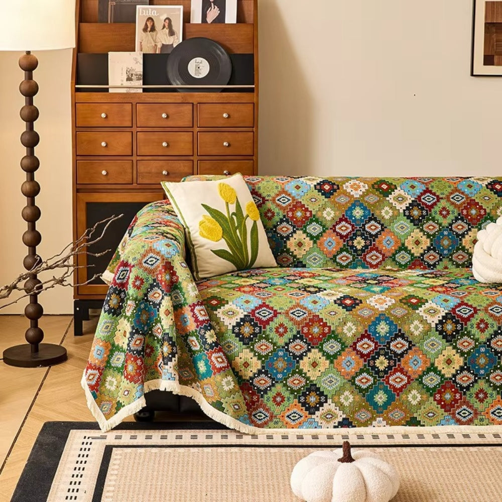 Skanto | Zahara Geometrisk Tribal Kilim Sofatrekk