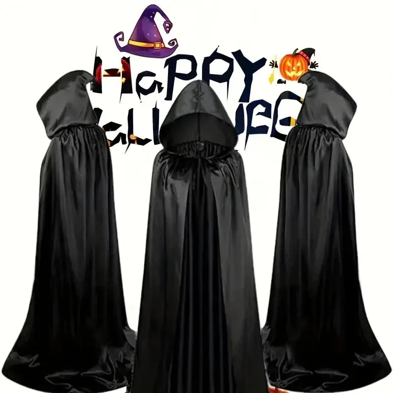 Skanto | Svart kappe med hette – Lang unisex Halloween & cosplay omslag