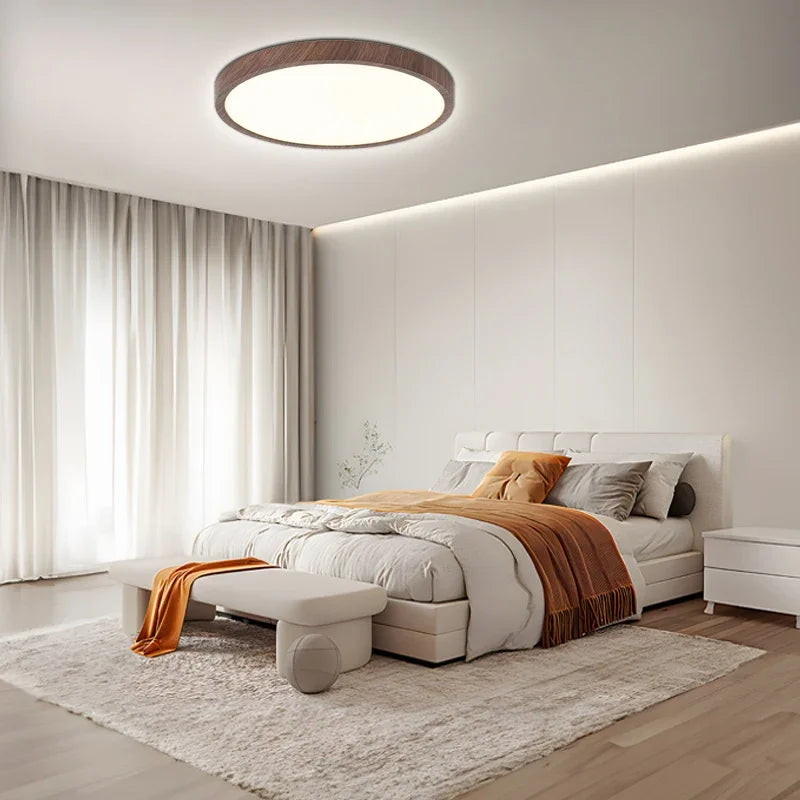 Skanto | Moderne Sirkulær Taklampe med Justerbart LED-belysning i Varm Valnøttfarge for Stue og Soverom