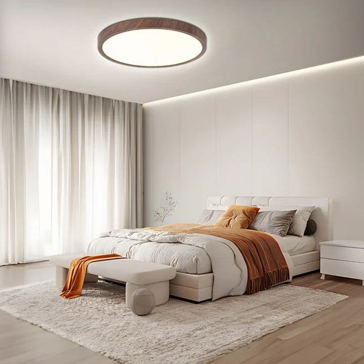 Skanto | Moderne Sirkulær Taklampe med Justerbart LED-belysning i Varm Valnøttfarge for Stue og Soverom
