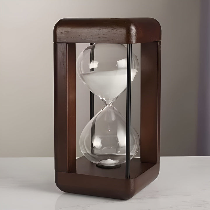 Timeglass i tre, 30 minutter – ramme i massivt tre og dekorativt | Ideelt for kontor og hjem