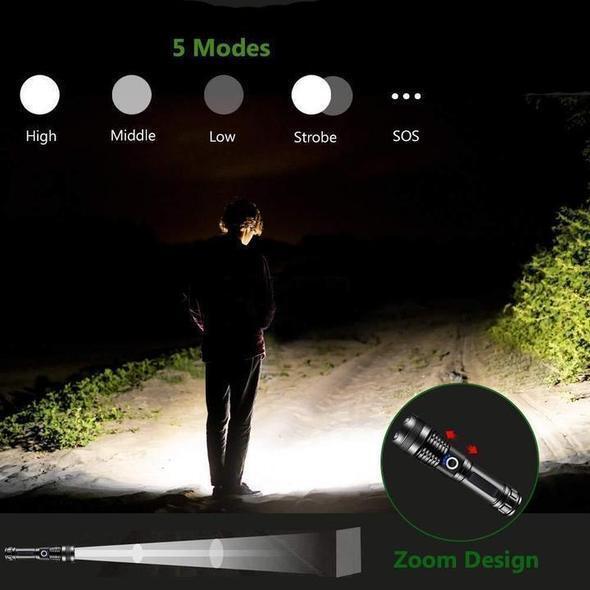 Skanto | Høy-effekt vanntett LED-lommelykt | 30 000–50 000 lumen oppladbar lommelykt