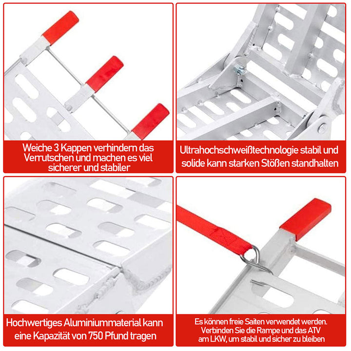 Folding Ramp 340kg Sammenleggbart Aluminium Laste Rampe Motorsykkel | Skanto