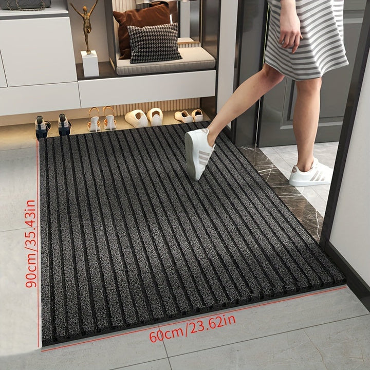 Helårsværbarentig dørmatte – Slitesterk stripete dørmatte, sklisikker, flekk- og falmingsstabilig, flat matt for inne og ute