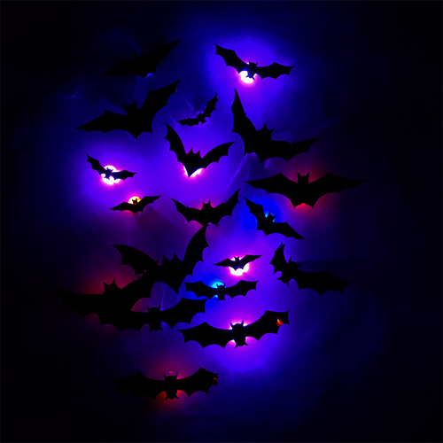 Skanto | 3D Flaggermus LED Veggdekor — Gjør hjemmet ditt til den skumleste Halloween-scenen med livaktige flygende illusjoner!