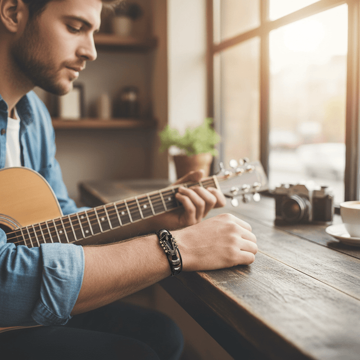 Lederarmband med Gitarrenmotiv